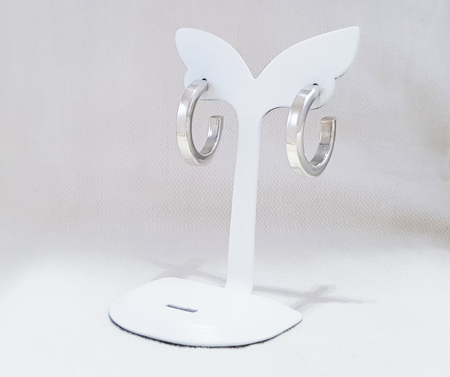 Square-Profile Hoop Earrings. Sterling Silver