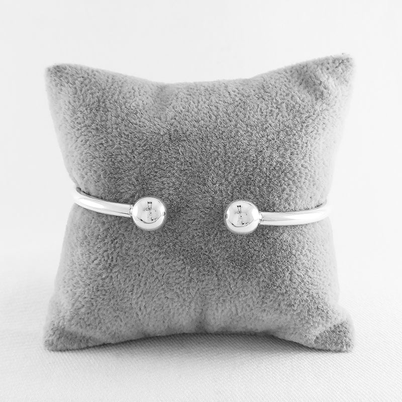 Sterling Silver Broad Ball Cuff Bangle