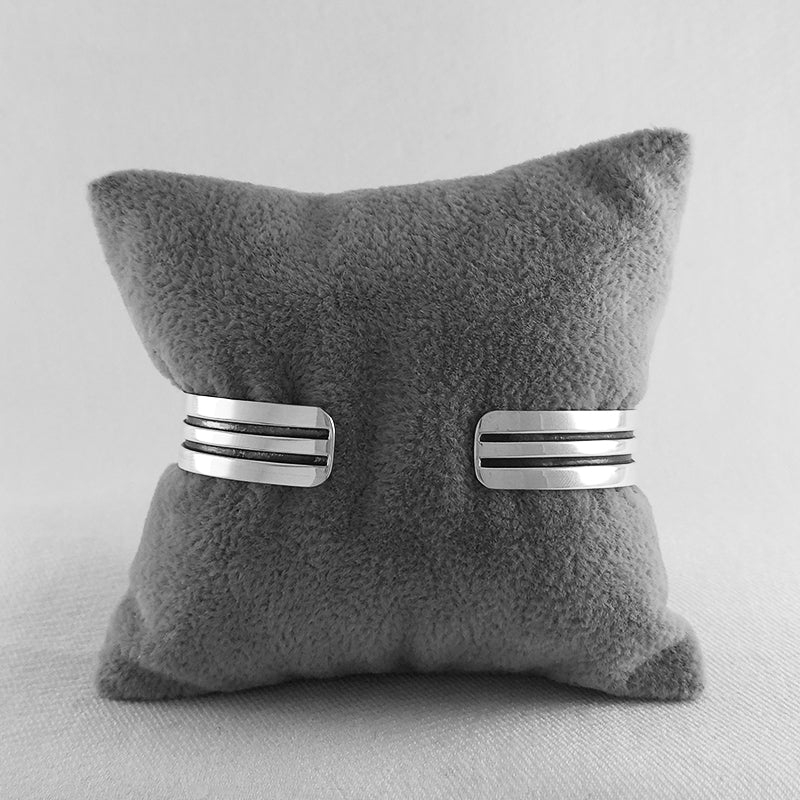 Sterling Silver Double Stripe Cuff Bangle for Men