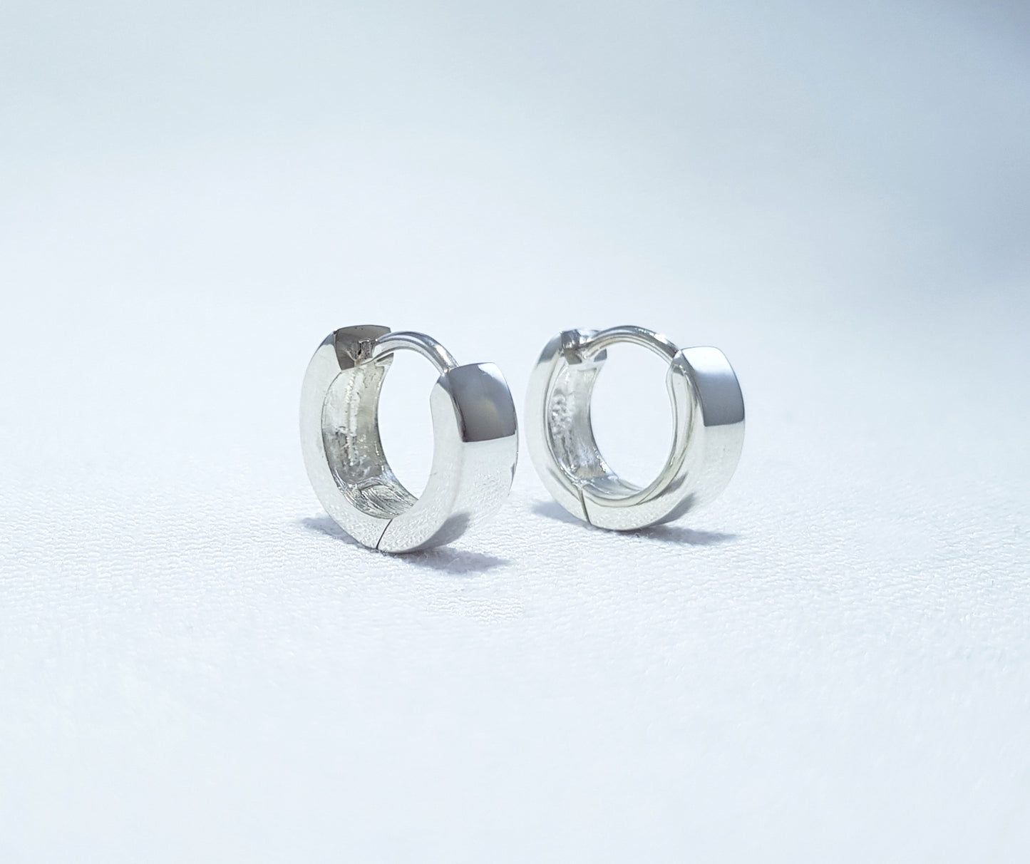Sterling Silver Huggie Earrings - flat profile