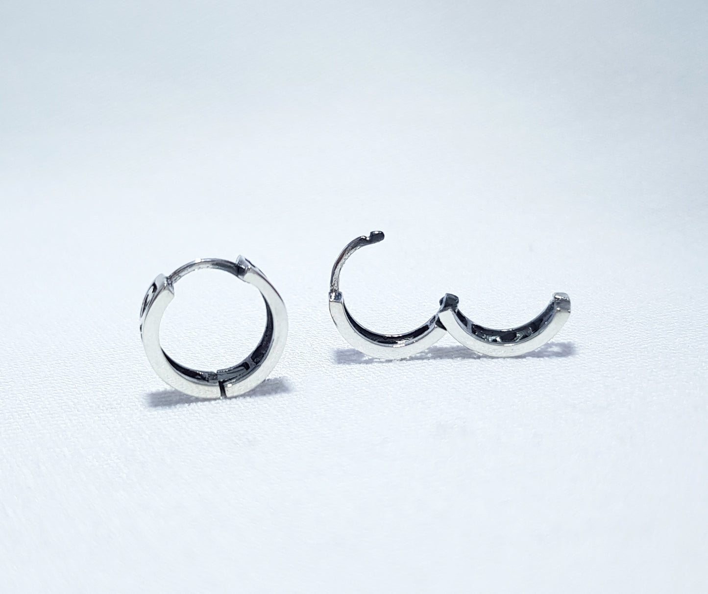 Sterling Silver Huggie Earrings - Textured Heart Pattern