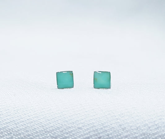 Sterling Silver Stone Studs - Baby Blue Colour