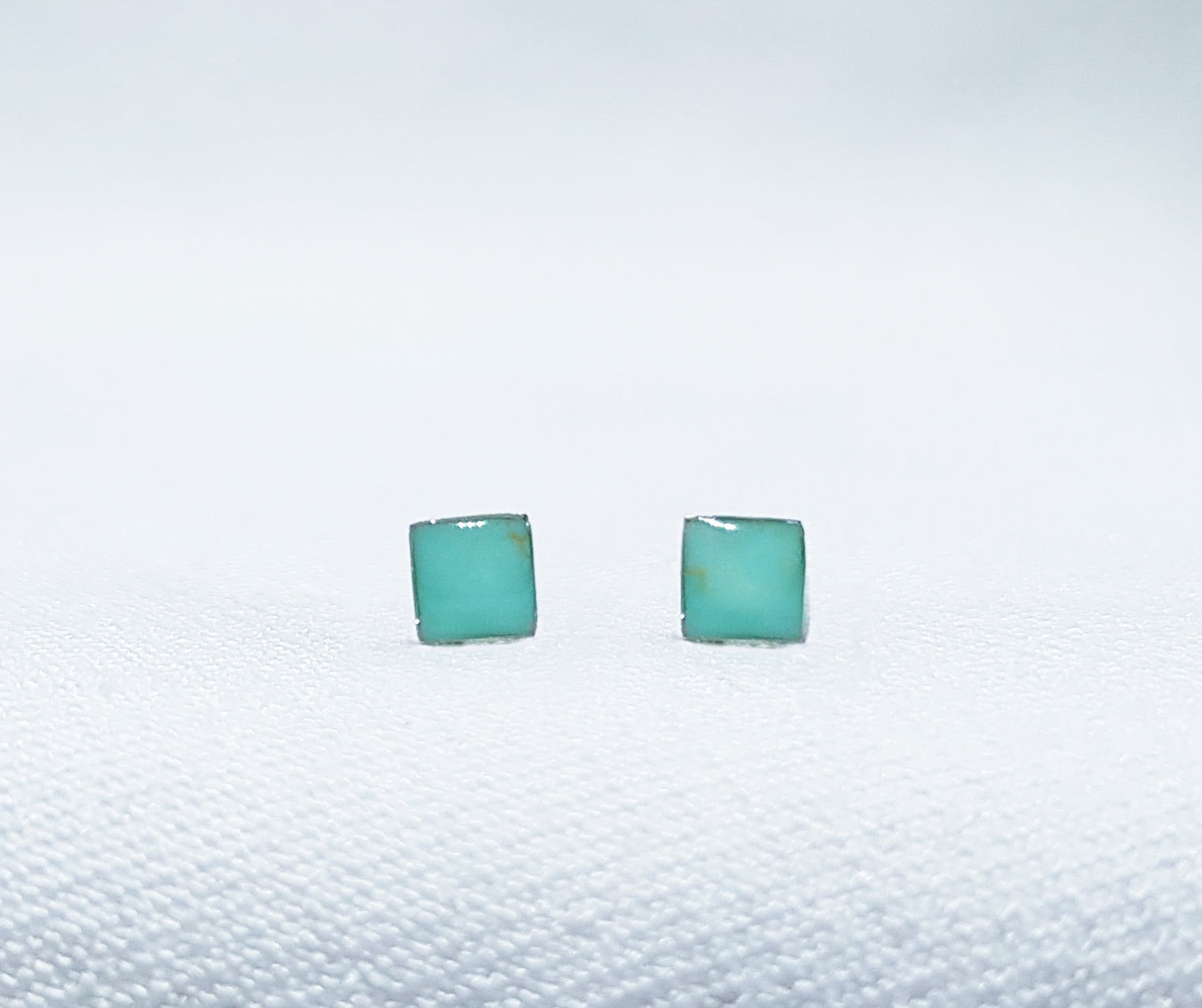 Sterling Silver Stone Studs - Baby Blue Colour