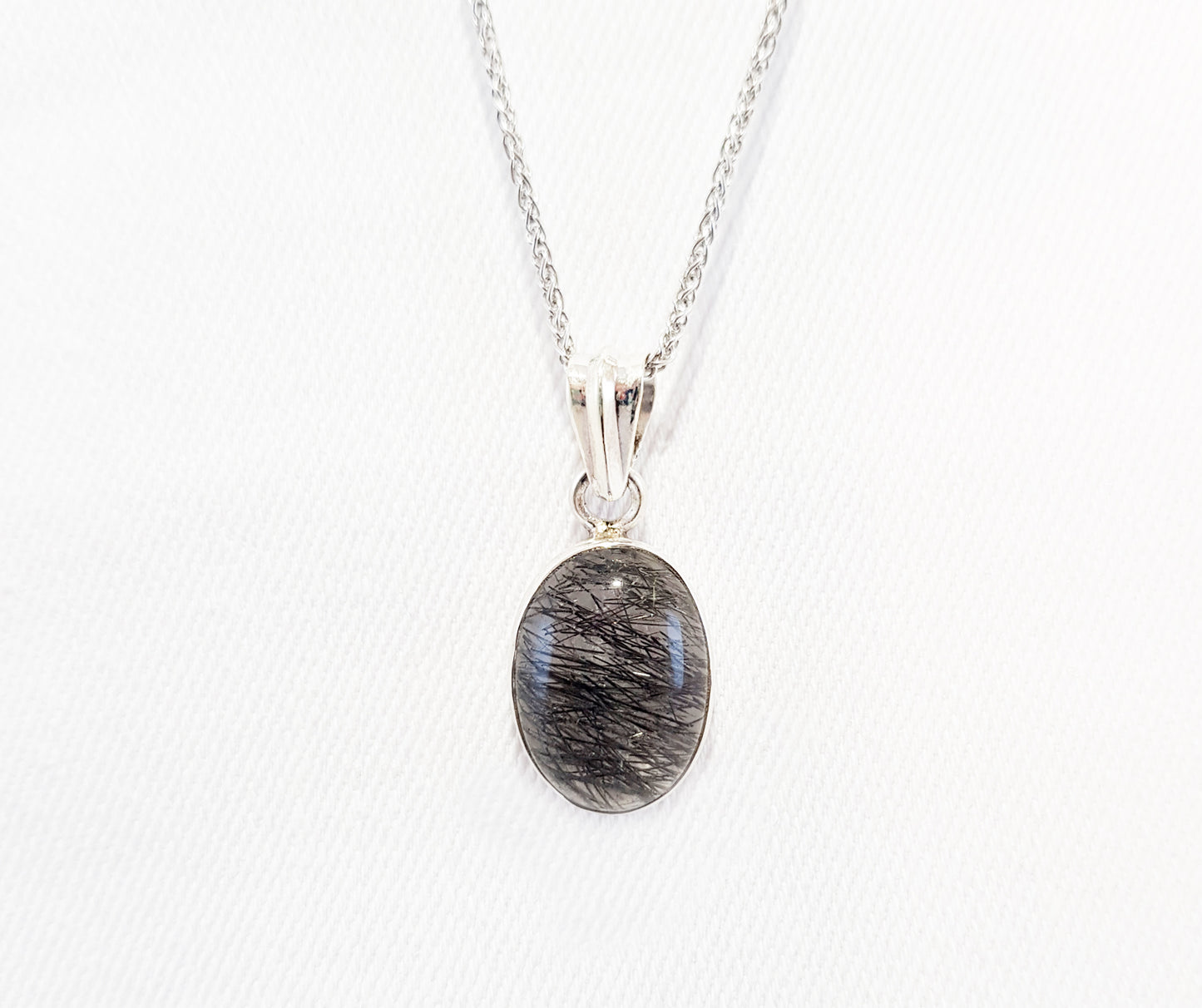 Sterling Silver Rutile Quartz Crystal Pendant