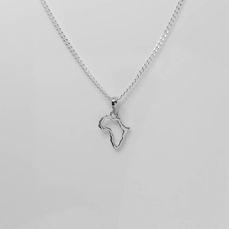 Sterling Silver Africa Outline Pendant