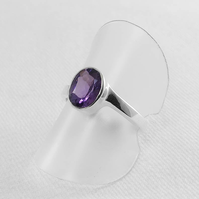 Faceted Amethyst Ring in Sterling Silver