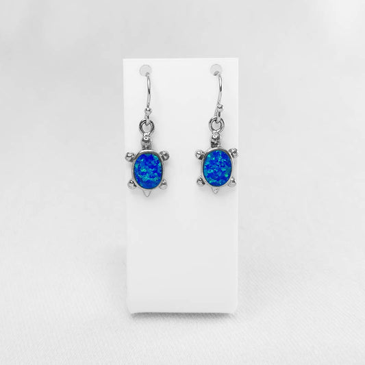 Sterling Silver Blue Opal Tortoise Earrings