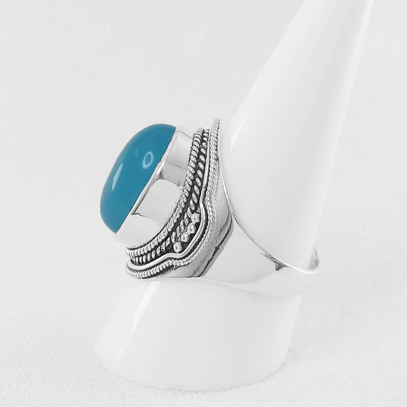 Chunky Chalcedony Ring Made with 925 Sterling Silver