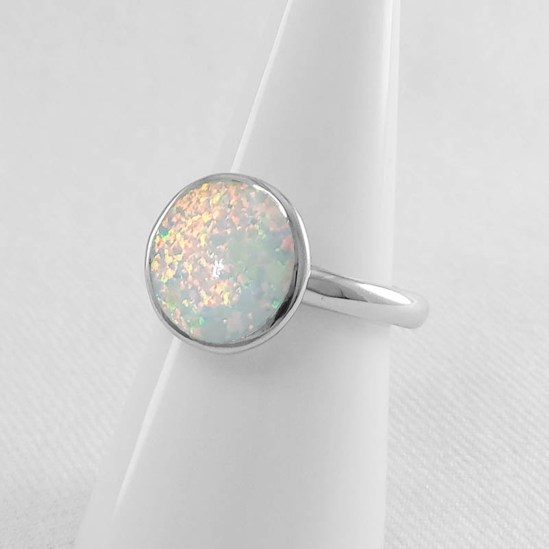 Sterling silver white opal ring