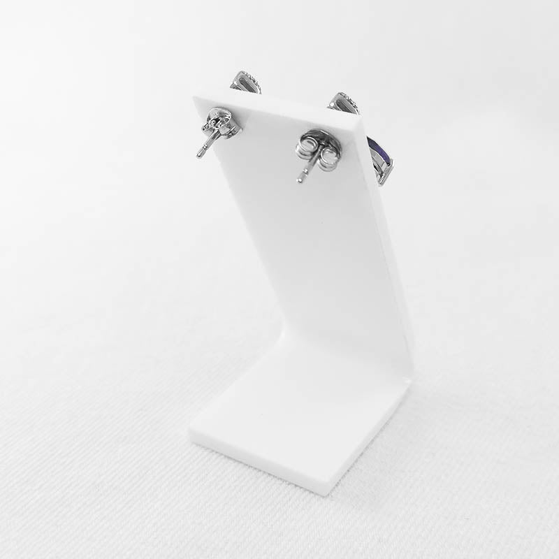 Purple Cubic Zirconia Earrings - Teardrop Shape