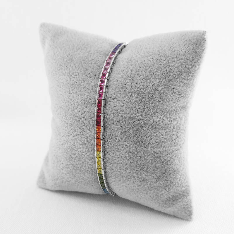 Sterling Silver Colourful Tennis Bracelet