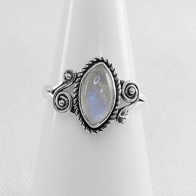 Marquise shaped sterling silver Moonstone ring
