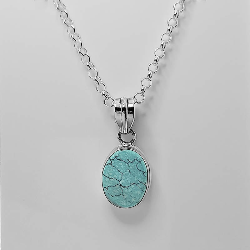 Sterling Silver Oval Turquoise Pendant