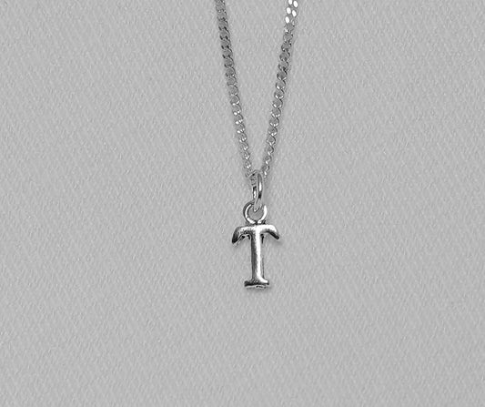 Sterling Silver T Initial Pendant