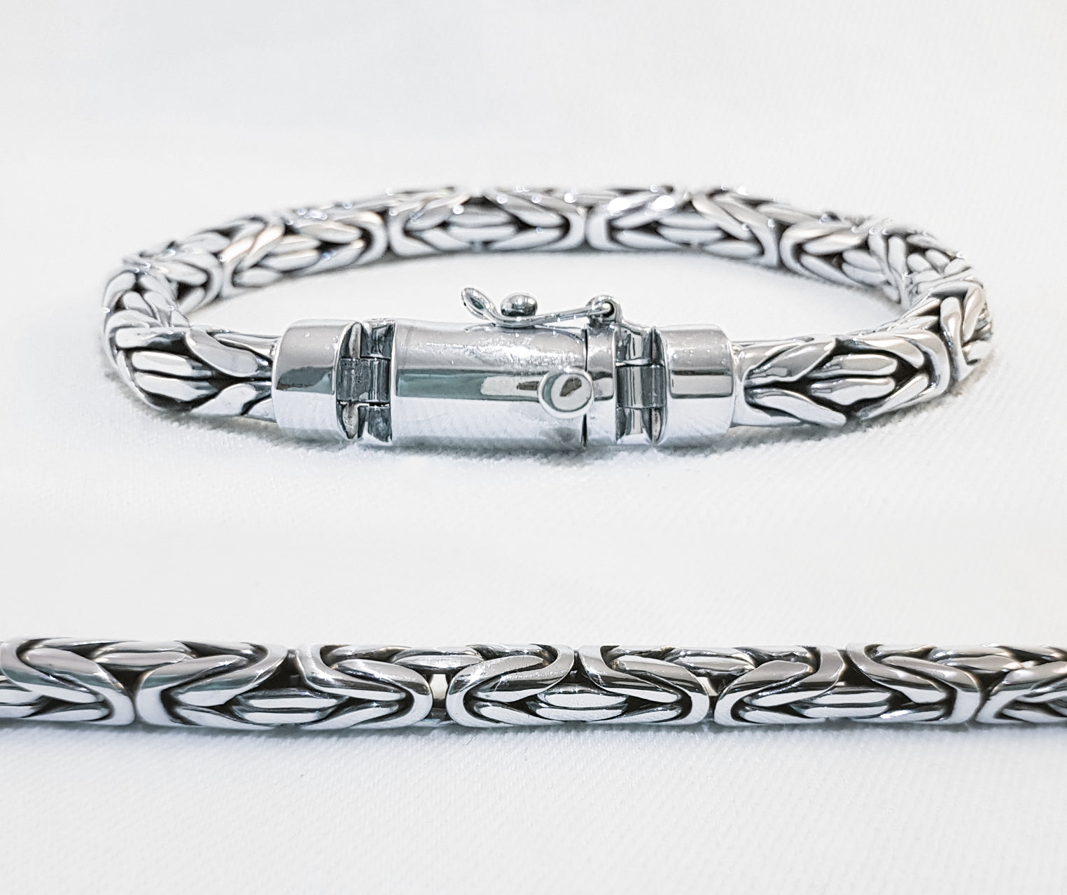 Sterling Silver Broad Byzantine Bracelet