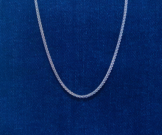 Wheat Chain - Sterling Silver with Rhodium.