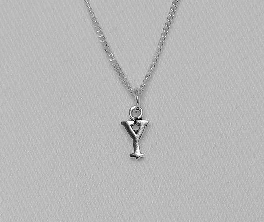 Sterling Silver Y Initial Pendant 