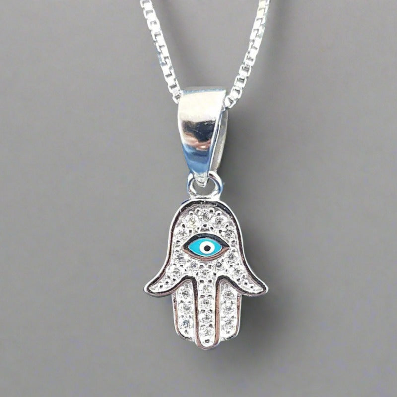 Sterling Silver Hamsa Hand Pendant