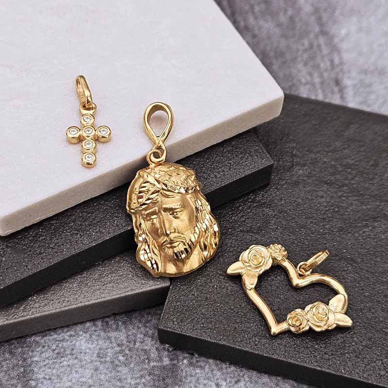 ct gold pendant collection — faith, love and symbol pendants by Silver Image
