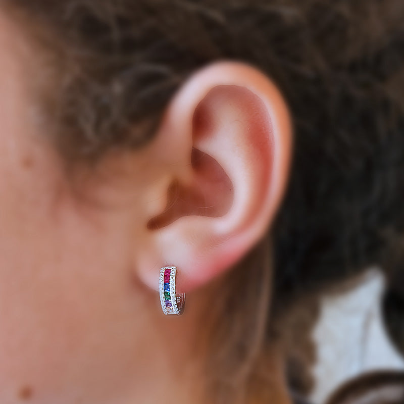 Sterling Silver Earrings with coloured CZ stones