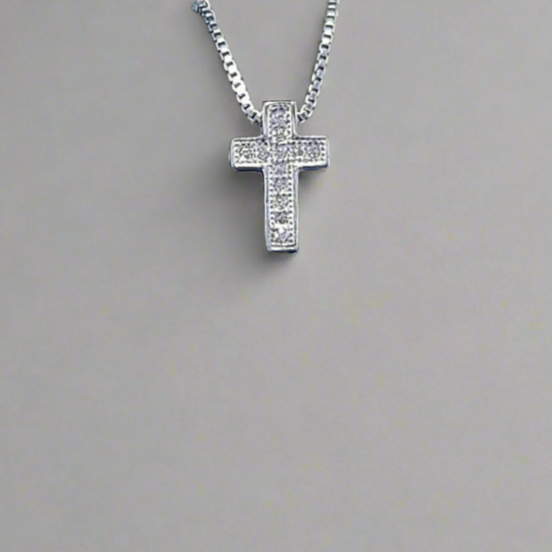 Sterling silver cross with cubic zirconia stones