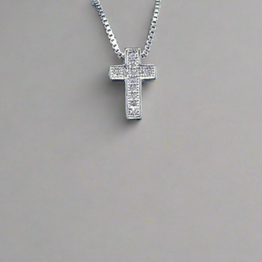 Sterling silver cross with cubic zirconia stones