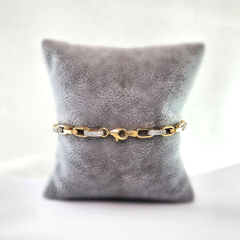 Gold Paperclip Bracelet for Women with CZ Stones