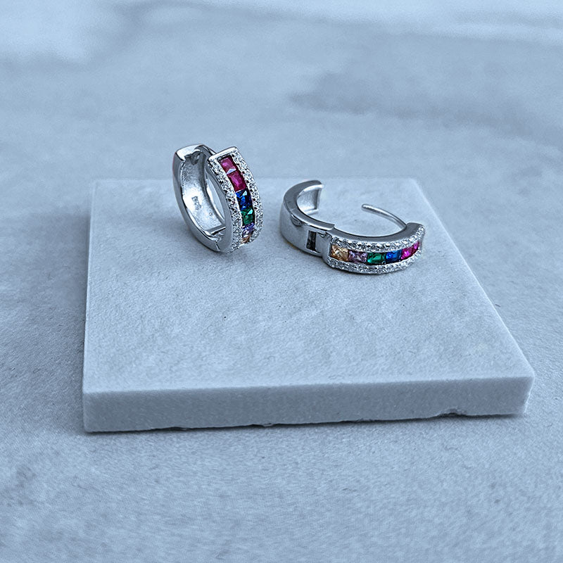 Sterling Silver Earrings with coloured CZ stones