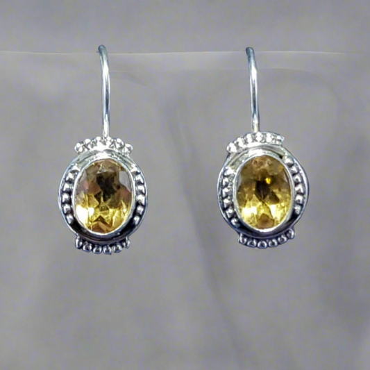 Sterling Silver earrings with faceted Citrine stones