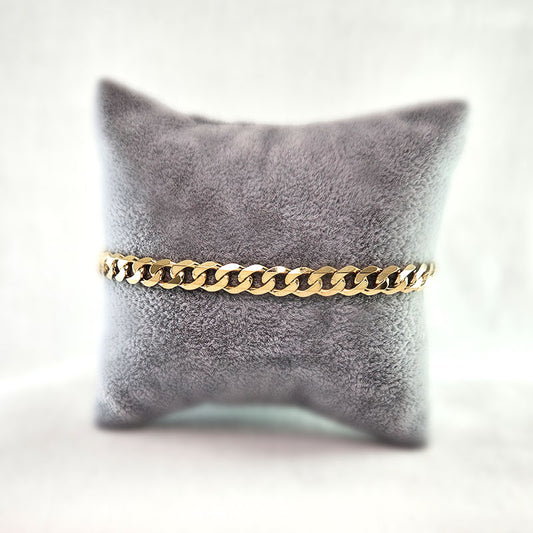 9KT Yellow Gold Curb Bracelet For Men