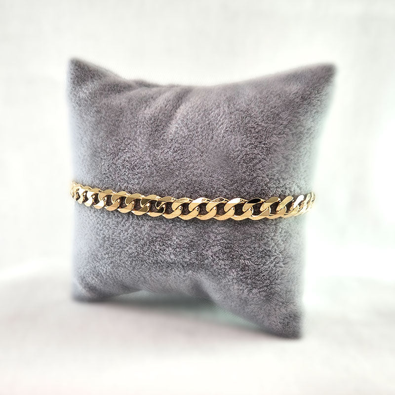 9KT Yellow Gold Curb Bracelet For Men