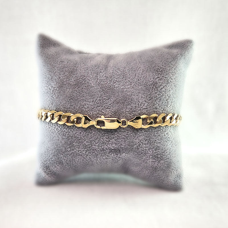 9KT Yellow Gold Curb Bracelet For Men
