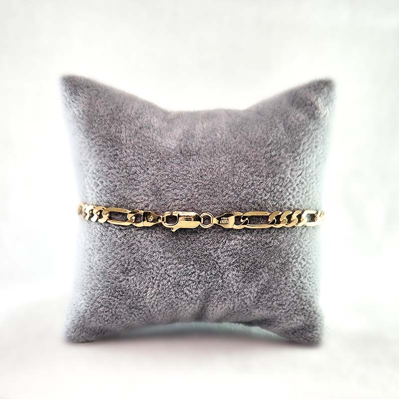 5mm Figaro Link Bracelet for men made from 9 carat yellow gold