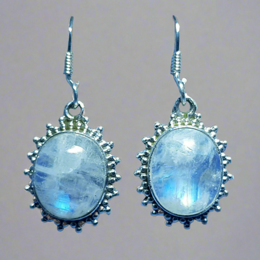 Sterling silver earrings with moonstone gemstones