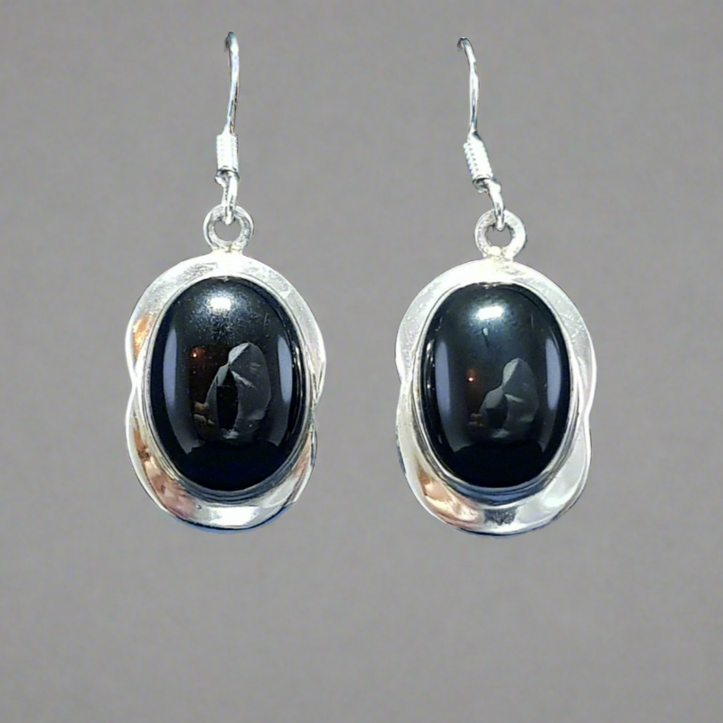 sterling silver earrings with black Onyx stones