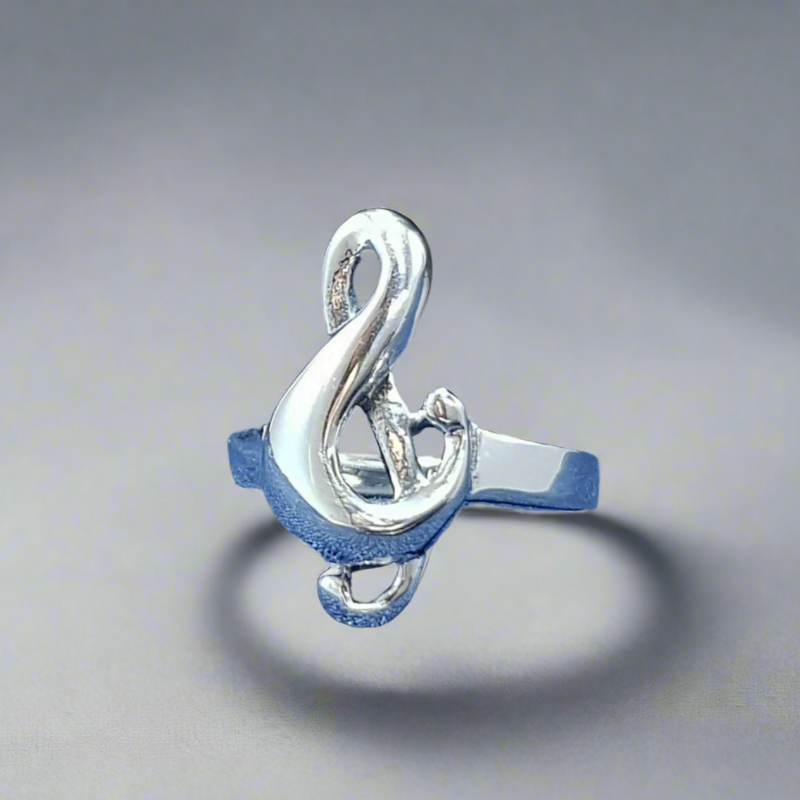 Sterling Silver Music Note Ring - Treble Clef Ring