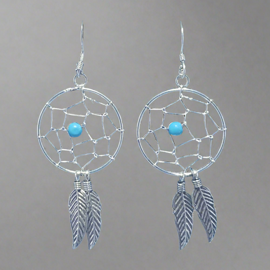 Sterling Silver Dream Catcher Earrings