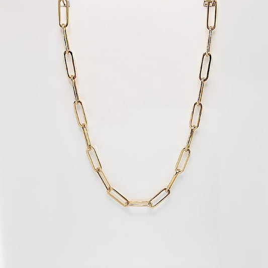 9 carat yellow gold chain with a paperclip link design