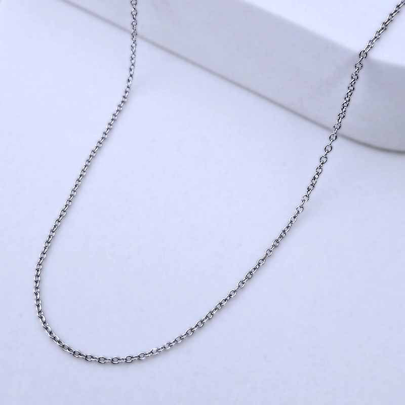 Platinum chain necklace on a white background