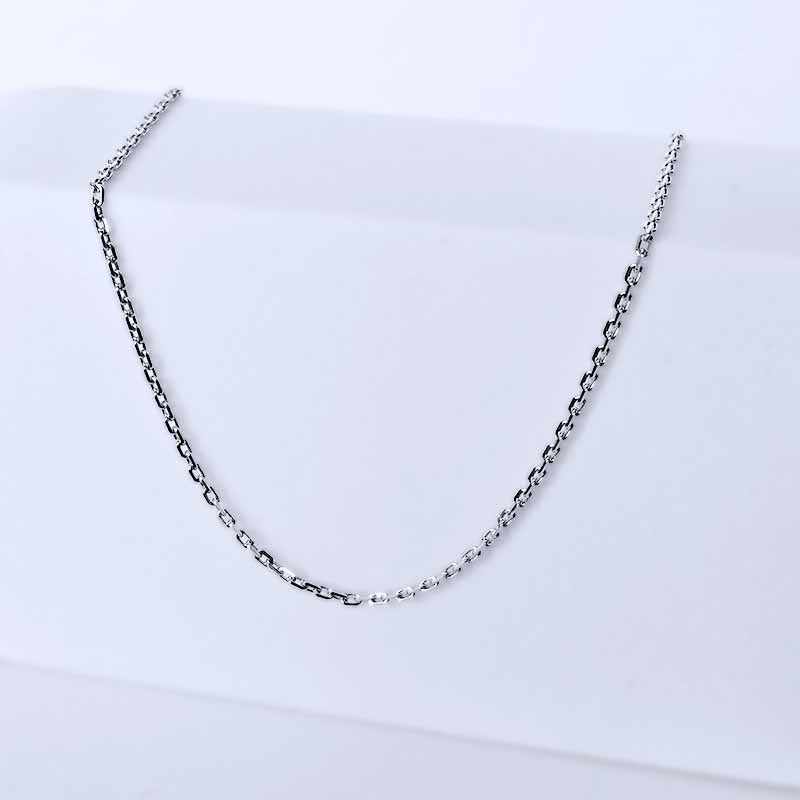 Platinum chain necklace on a white background