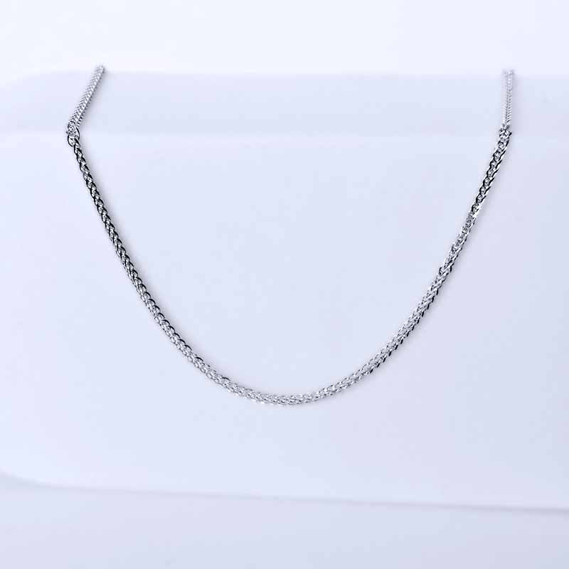 Platinum chain necklace on a white background