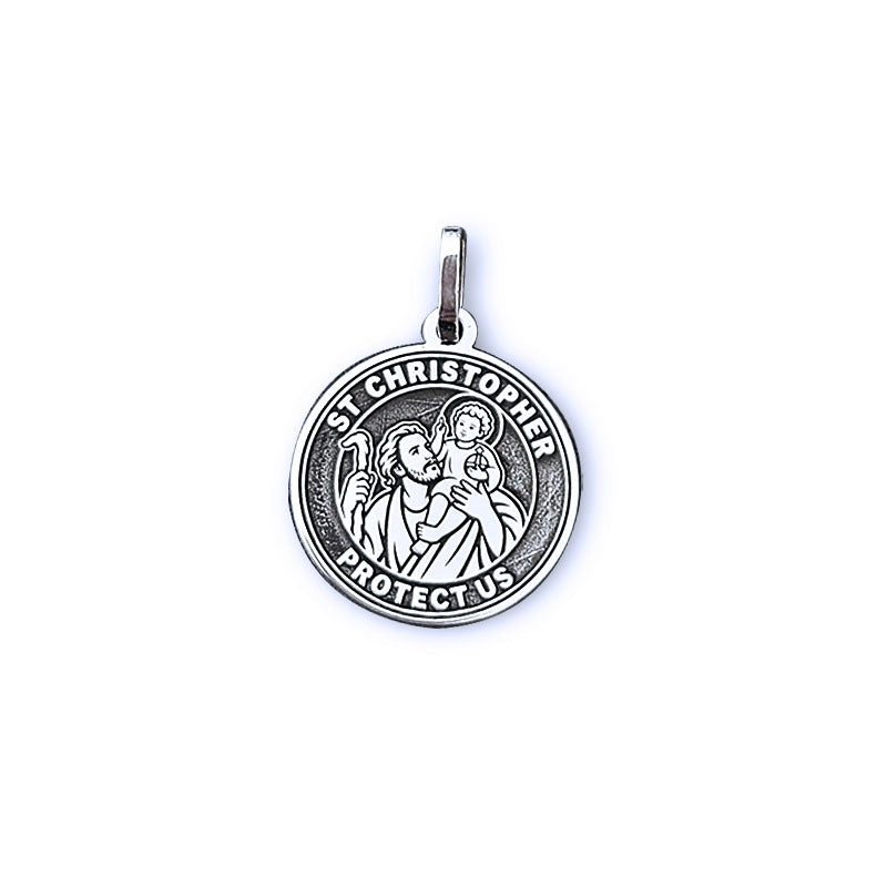 Silver St. Christopher pendant on a white background
