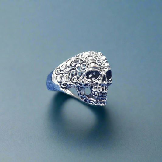 Sterling Silver Skull Ring - Gothic Design