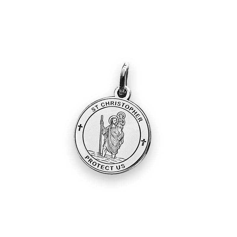 Sterling Silver St Christopher pendant on a white background
