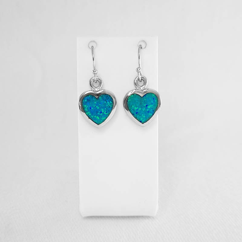 Heart Shaped Crushed Opal Drop Earrings