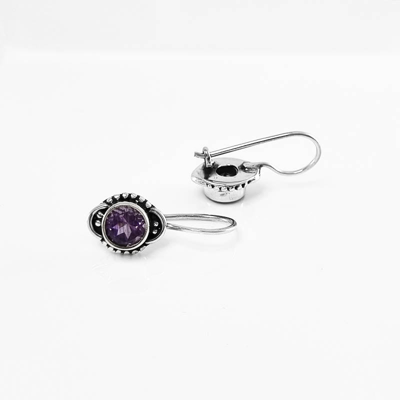 Faceted Amethyst Drop Earirngs, crafted with Sterling Silver 