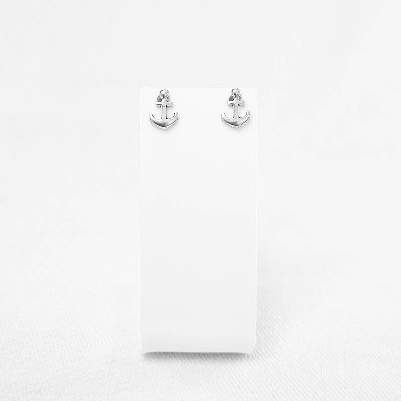 Silver Ship Anchor Stud Earrings