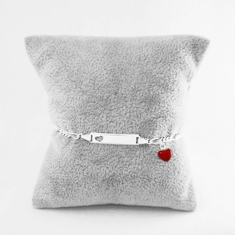 Sterling Silver Baby Bracelet - Red Heart Charm