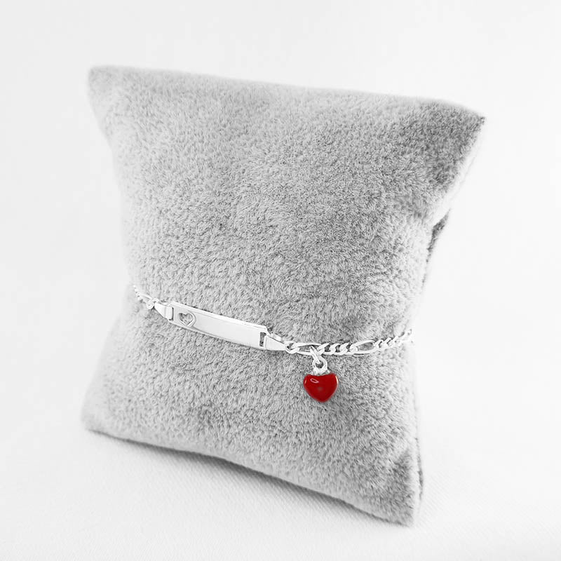 Sterling Silver Baby Bracelet - Red Heart Charm