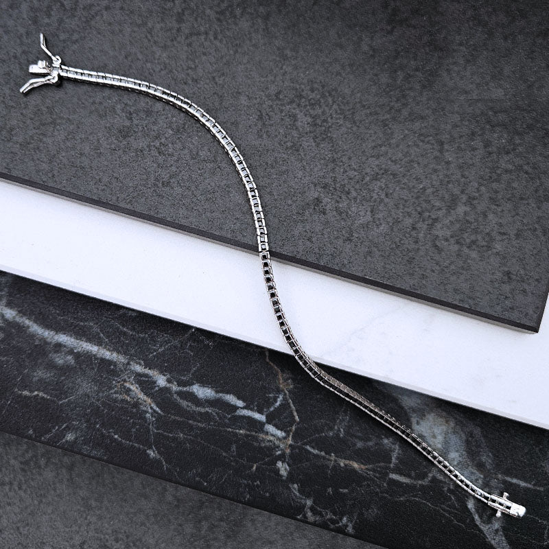 Sterling Silver Black Tennis Bracelet